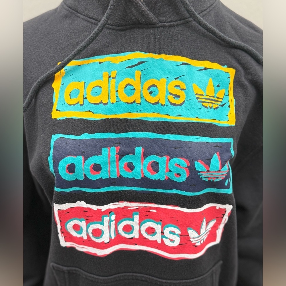 Adidas Black Hoodie with Colorful Logo Unisex - Picture 3 of 13